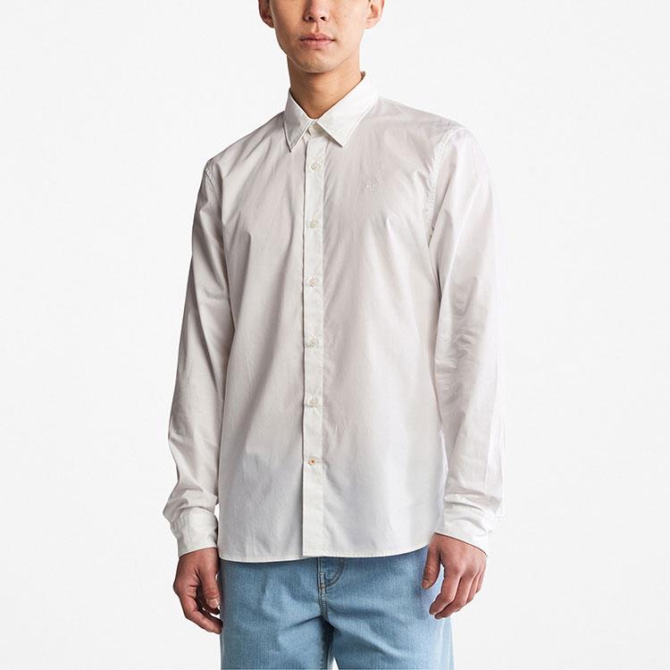 Timberland Casual Solid Color Breathable Business Slim Fit Odor Resistant Long Sleeve Shirt Men shirts White A62XH-100