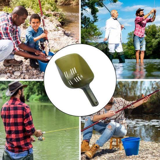 Fishing Bait Throwing Spoon with Drainage Holes Ergonomic Handle Portable Carp Fishing Lure Casting Shovel Scoop Tool Fishing Accessories