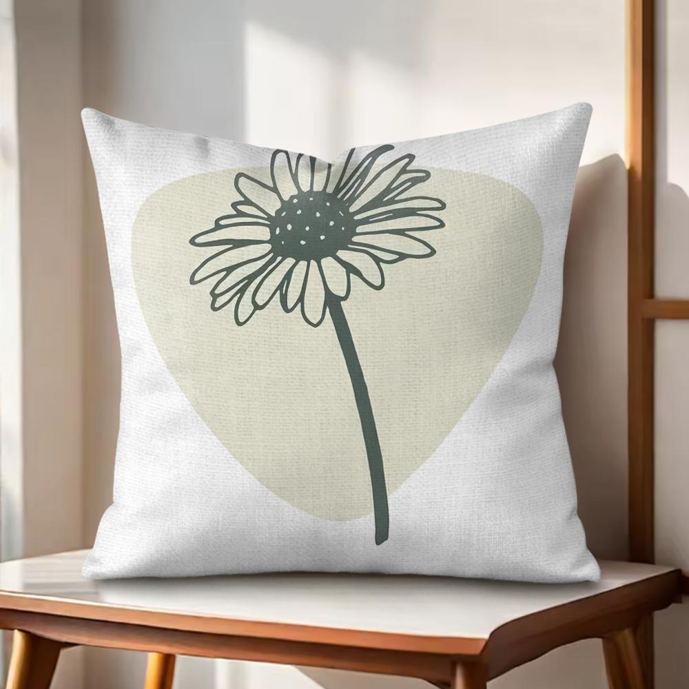 Simple Plant Cushion Cover Natural Linen Organic Fabric DoubleSided Printing Couch Pillow Covers Home Decor