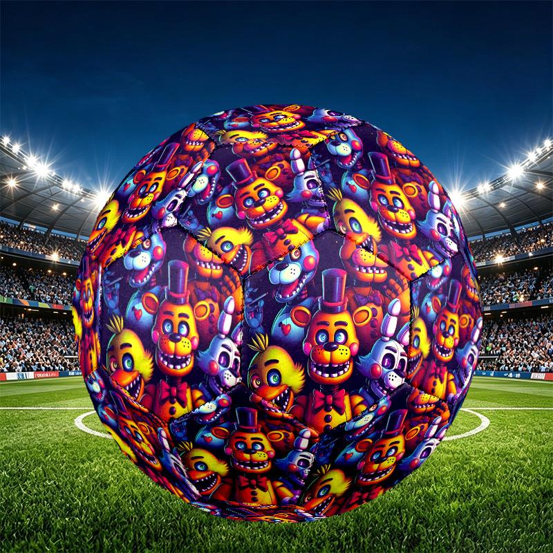 Five Nights At Freddy's Print Size 5 Soccer Ball, PU Wear Resistant Football for Match Training and Daily Practice, Birthday Gift for Soccer Fans