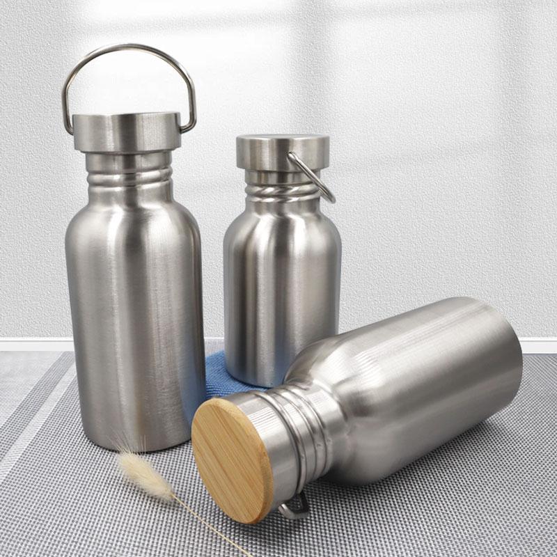 Stainless Steel Water Bottle with Bamboo Lid, BPA Free Portable Sports Flask for Outdoor Camping Cycling,350ml-1000ml