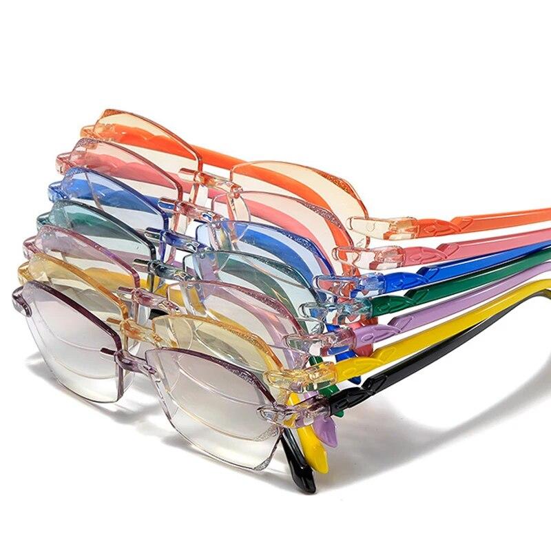 Fashion Blue Light Blocking HD Lens Hyperopia Eyeglasses Luxury Diamond Cut Reading Glasses Square FarSight Diopter +1.0 To +4.0
