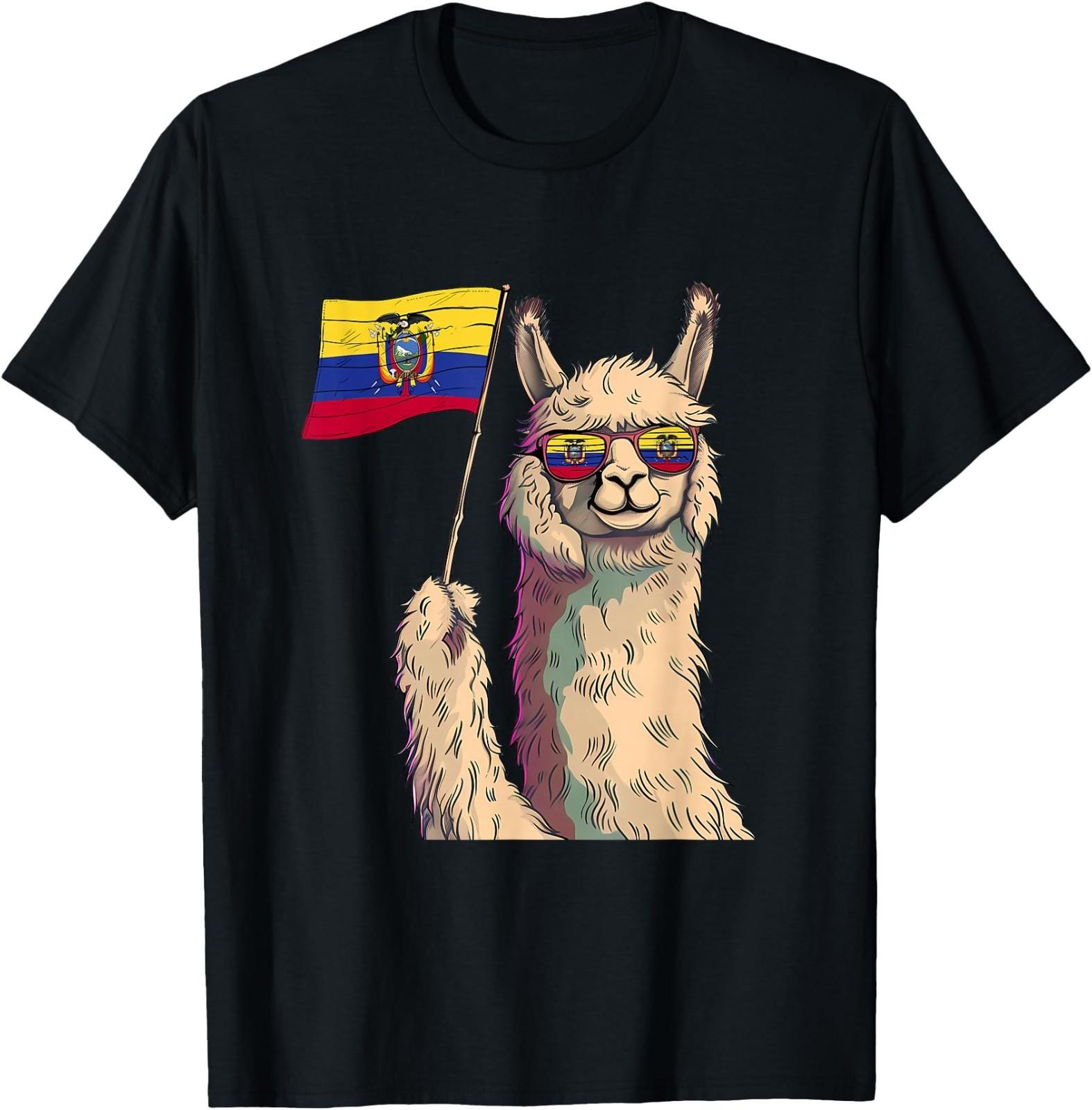 Ecuadorian Roots Llama Sunglass Ecuadorian Flag Ecuador T-Shirt XXXXL