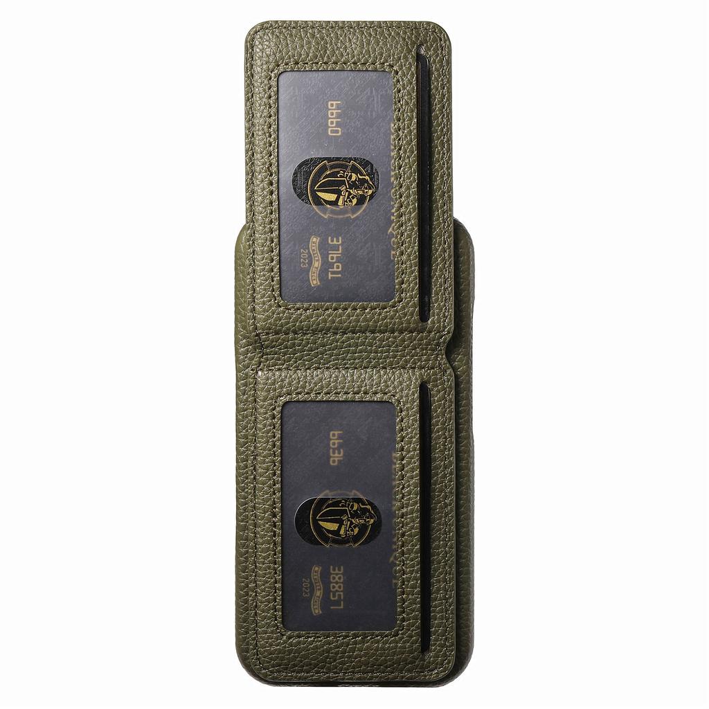 For iPhone 15 Case RFID Blocking Card Holder Litchi Texture Leather Back Cover