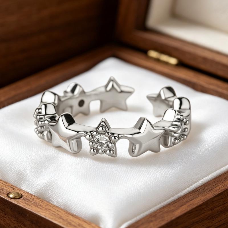 Elegantný otvorený prsteň so zirkónmi pre ženy - Štýlový, ľahký dizajn na každodenné nosenie