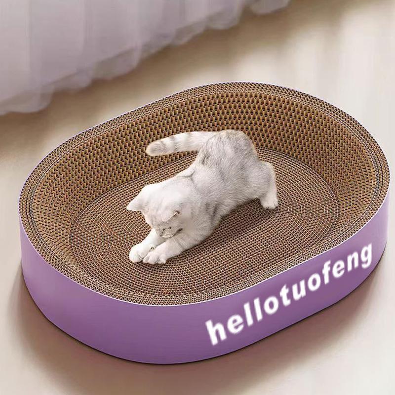 Cat Scratcher Cardboard Round Oval Cat Scratch Pad Bowl Nest For Indoor Cats Grinding Claw Round Cat Scratching Board
