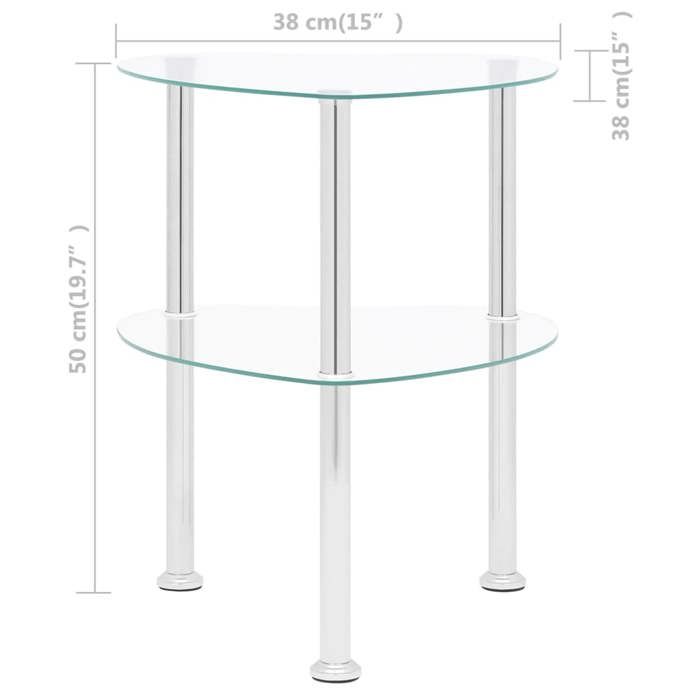 VidaXL 2-Tier Side Table Transparent 38x38x50 Cm Tempered Glass 322785
