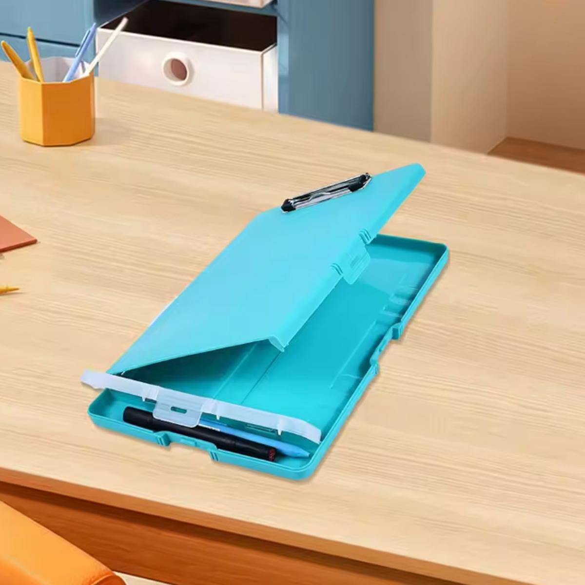 1pc- Multifunctional Writing Board with Hooks, Single Force Clamp, File Box, Writing Board Clamp,Portable Material Folder nero
