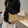 Korean Suede Crossbody Bag Rivet Ethnic Style Handbag Sweet Tassel Shoulder Bag  Travel