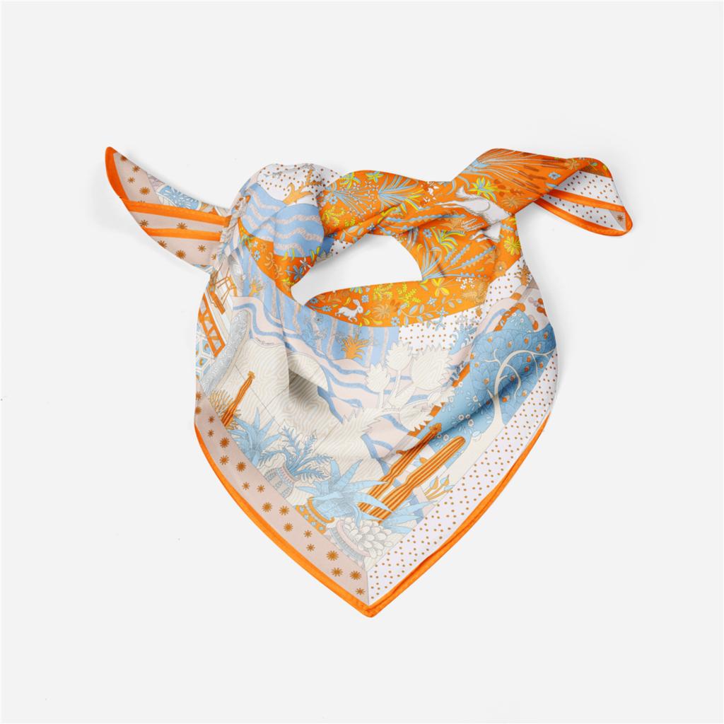 53cm Dot Animals Square Scarf Woman New Design Silk Scarf Women Bandana Luxury Headband Hijab Foulard Neckerchief