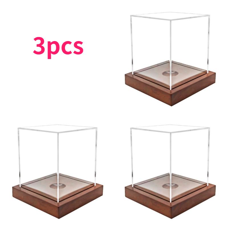

3/5pcs Clear Cube Baseball Display Case with Pine Wood Base & Glass-Like Cube Single Ball Holder Collector s Showcase Box Cases