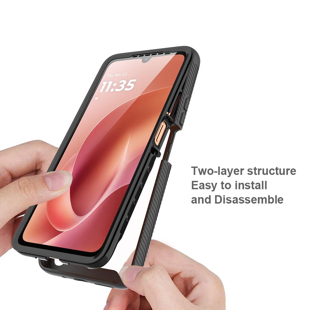 For Motorola G06 Moto G05 G04 G55 G35 G56 G86 G60 G50 5G Shockproof Phone Case 360Degree Full Coverage Transparent Cover Built-in Screen Protector