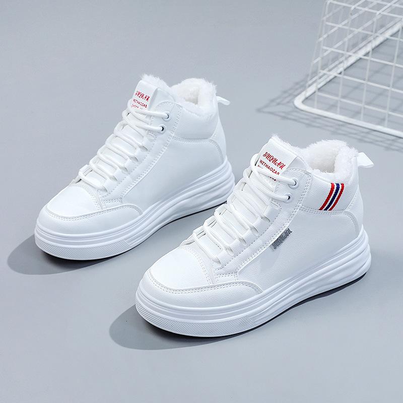

[Customized] W1779 new velvet platform white shoes winter cotton shoes versatile Internet celebrity casual shoes female increase 39