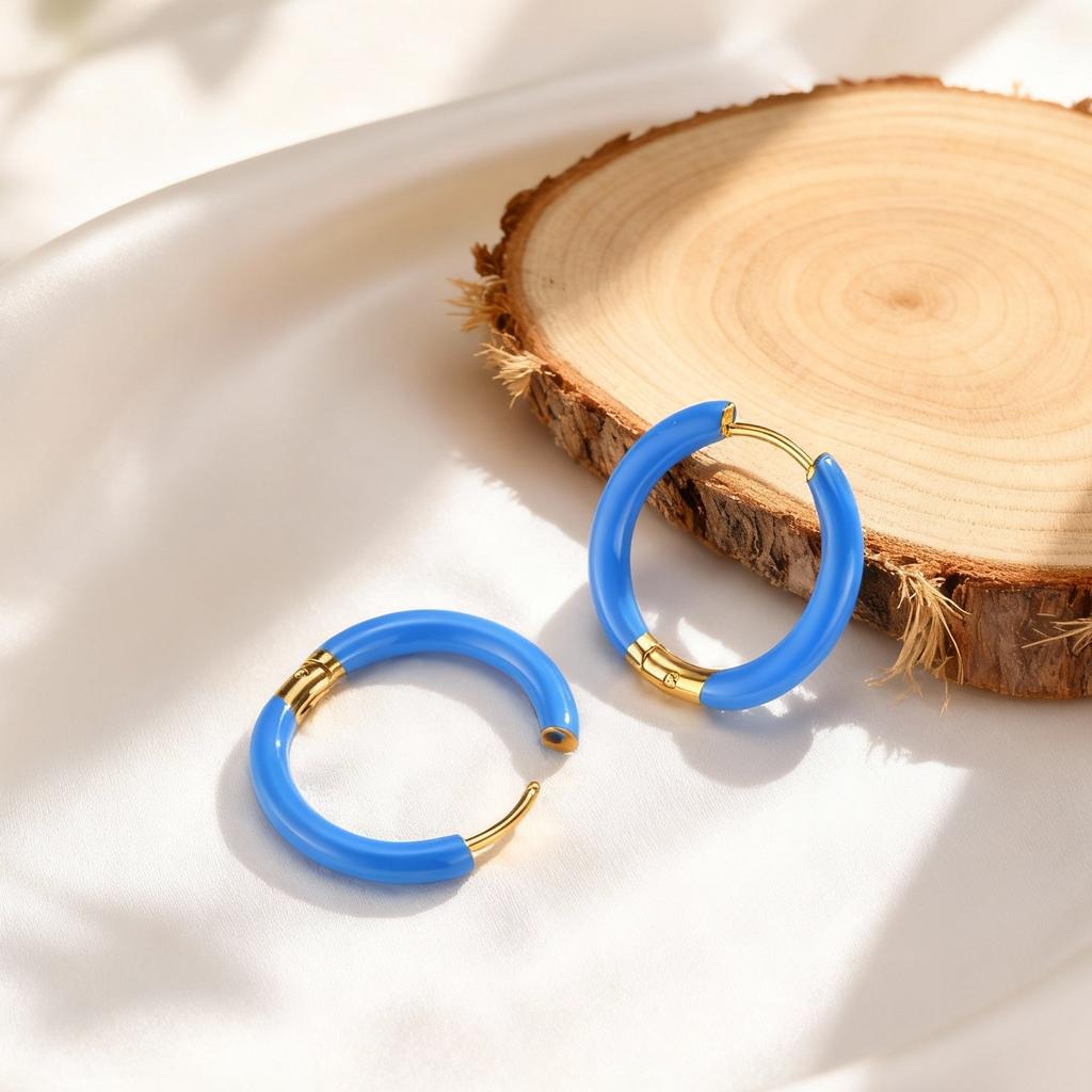 Multi-colored Stainless Steel Hoop Earrings,Elegant Geometric Earrings for Women,Female Jewelry Party Gifts