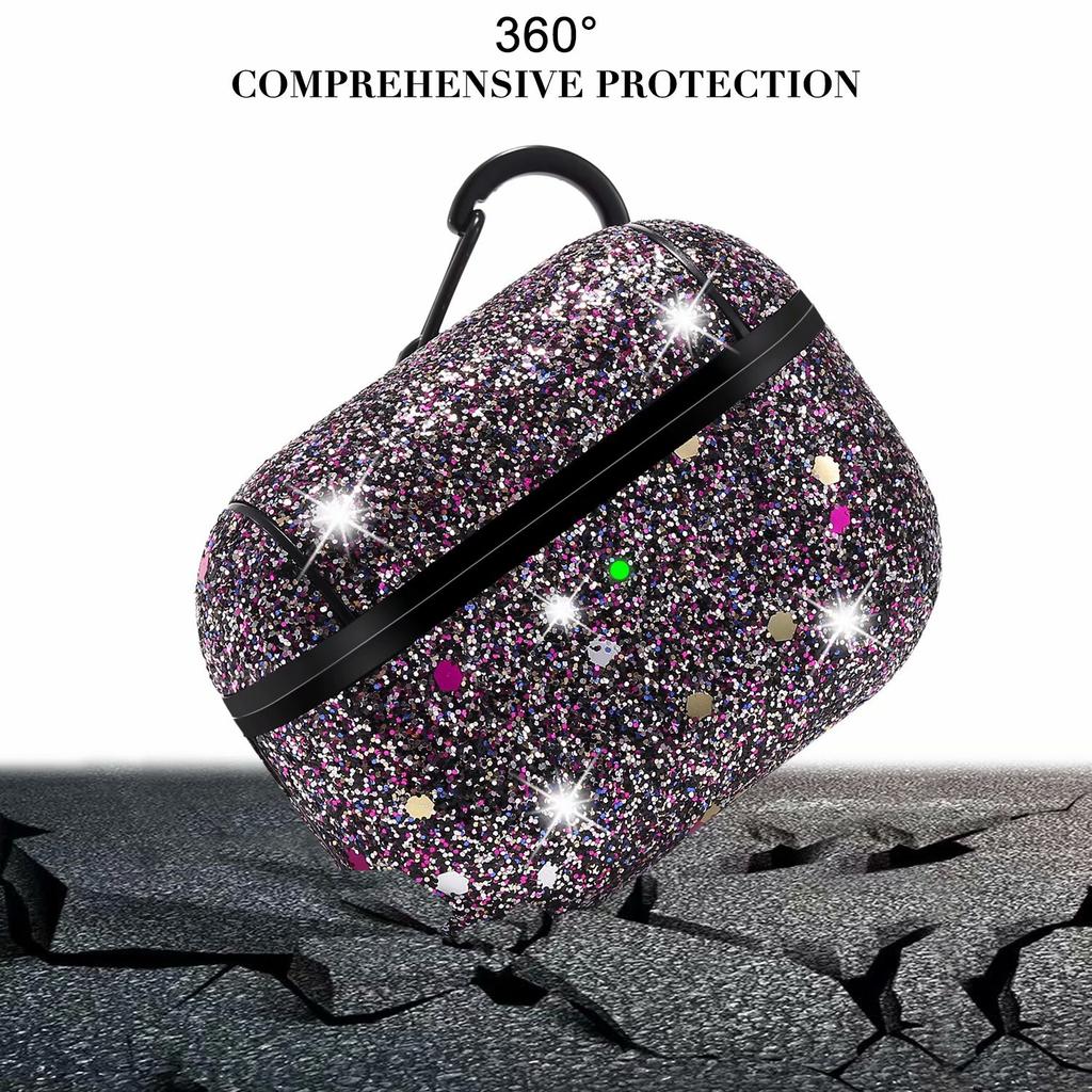 Applicable AirPods Pro earphone case 3rd generation Bluetooth earphone love glitter all-inclusive anti-drop protective cover, hook