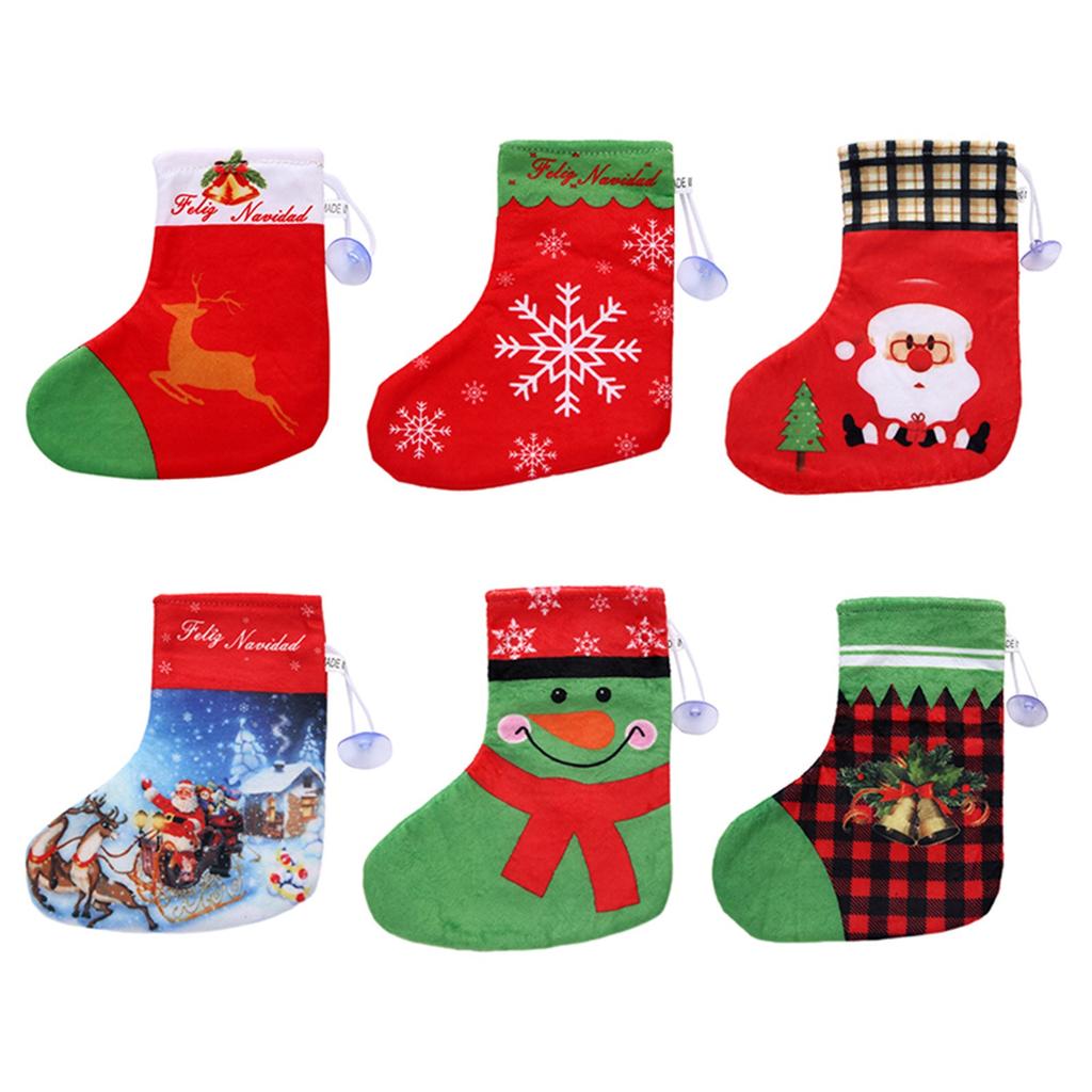 Christmas Stocking Decoration Snowman Small Bell Christmas Eve Children's Candy Gift Bag 6pc