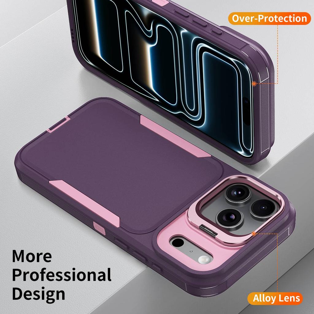 Heavy Duty Case for iPhone 17e 17 16 15 14 13 12 Pro Max 11, Built-in Stand, Shockproof Drop Protection, Full Body Rugged Cover