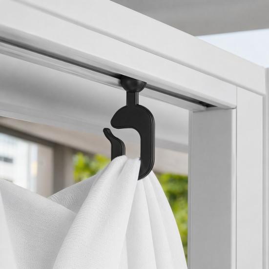 50/100Pcs Plastic Gazebo Curtain Hook, Heavy Duty Mosquito Netting Hook, Black Curtain Track Hooks for Outdoor Hotel, Gazebo