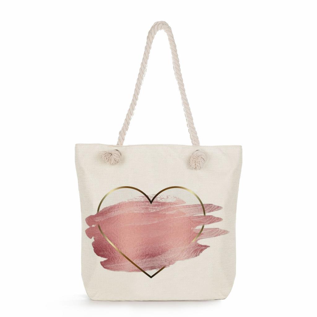 Love print thick rope single-shoulder beach bag 7230 CLE