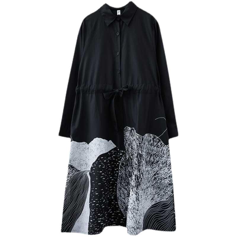 Abito Camicia Patchwork Moda Donna Manica Corta Allacciato Oversize Stampa Fantasia Casual Abito Lungo Blusa Retro Gonna Femme