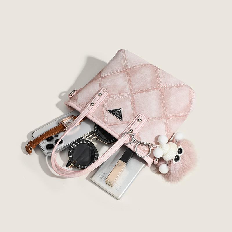 Niche Fashionable Ladies Hand-Carrying Tote Bag High-Value Fashionable Diamond Portable Bucket Bag All-Match Commuter Shoulder Bag