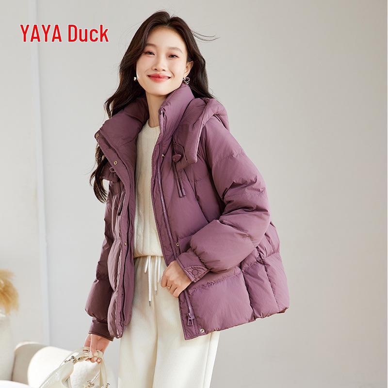 Yaya Women's 2025 Winter Ski Down Jacket - New Arrival, Short, Thickened, Hooded, Loose, Warm Duck Down Coat.