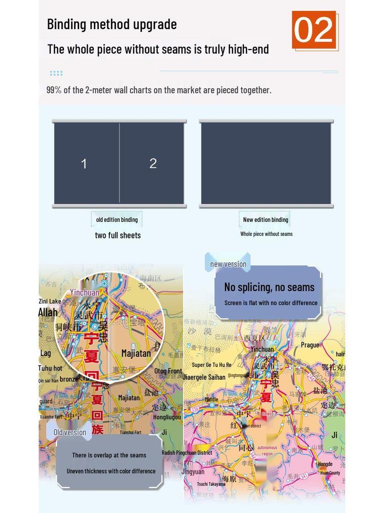 2025 China & World Map Wall Chart, 2x1.5m, Laminated & Waterproof for Offices