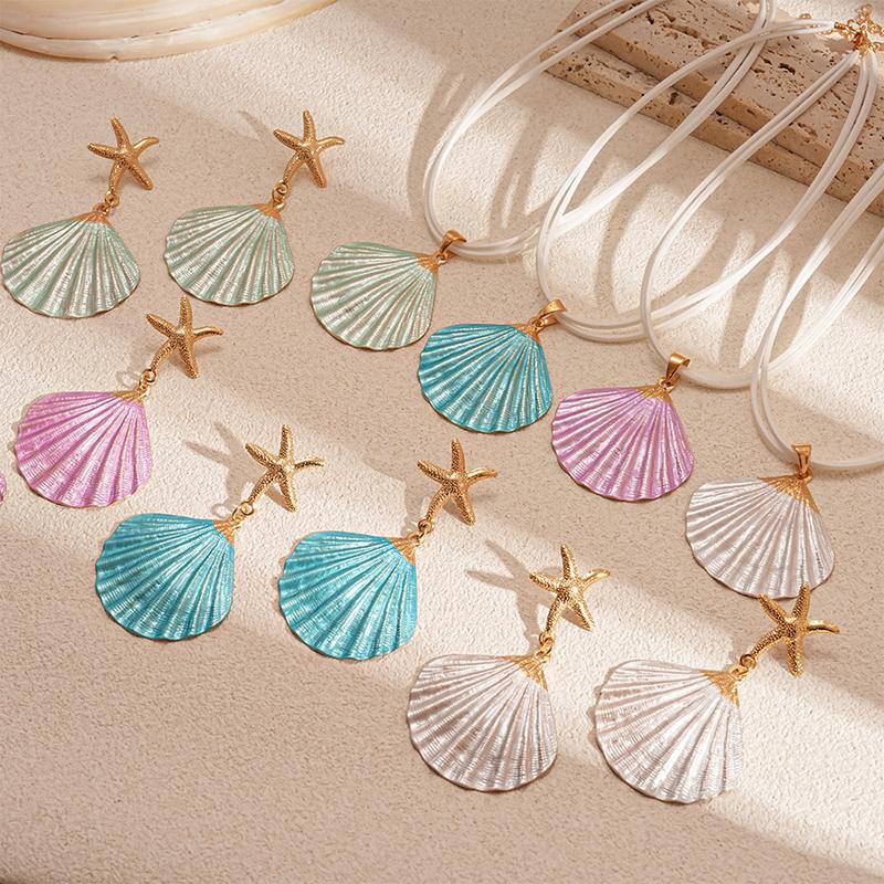Sweet Shell Starfish Drop Earrings for Women Exaggerated Colorful Dangle Earrings Exquisite High-End Versatile Jewelry Gift 2025