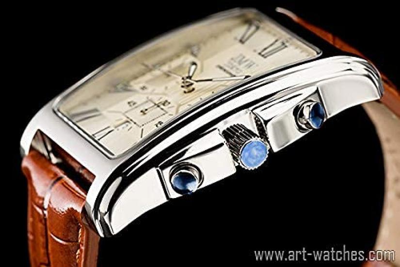 Square White Silver Square Rectangular Limited Seiko Quartz Leather Genuine Day Present To 300 Pieces JMW TOKYOMen's Watch, & Brown, Chronograph,