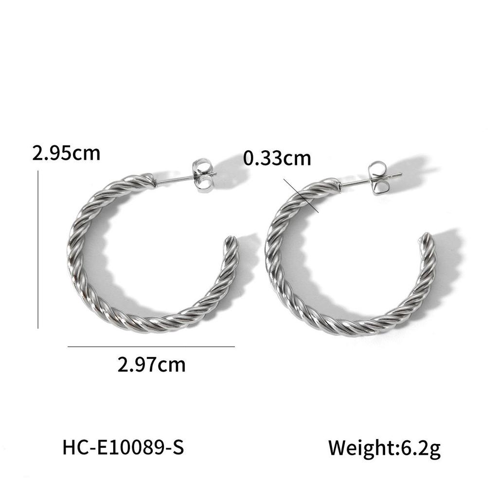18K Gold Geometric Titanium Steel Twisted Earrings for Women