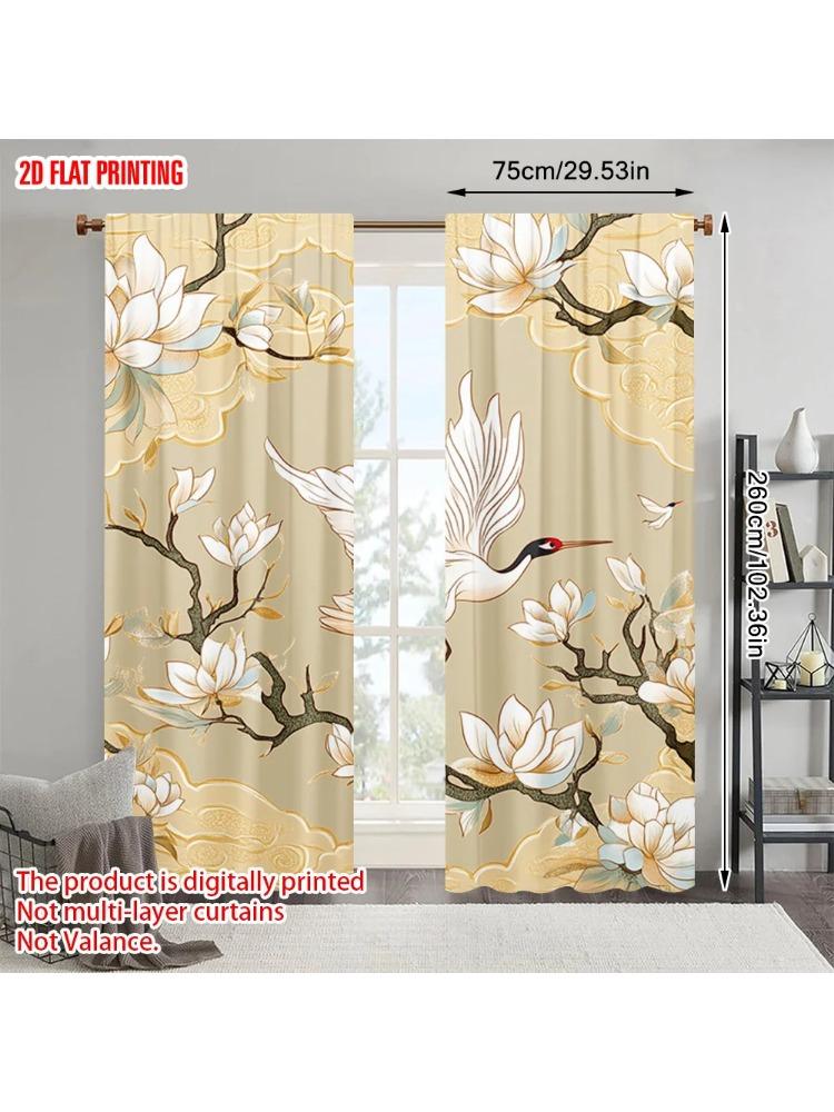 

Set Of 2 Plane Printing Pattern Curtains Roses Sparkling Butterflies Versatile Fabric Without Rod Art Deco Festive Made Polyester W100*H70(CM)-Grommet top&2PCS