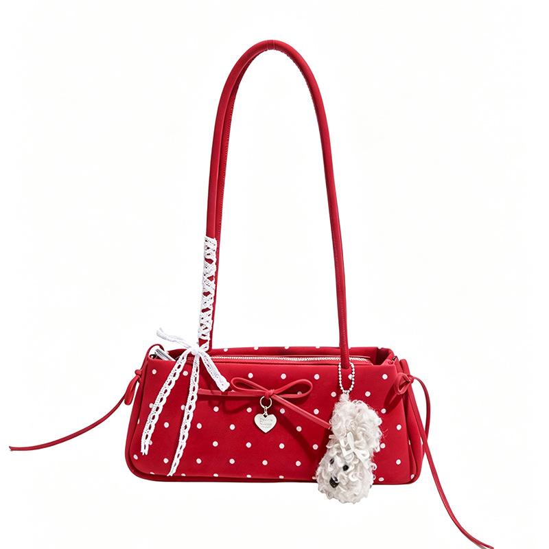 Fashionable Young Girl Style Bow Tie Bag with Shoulder Strap and Side Pocket Bag