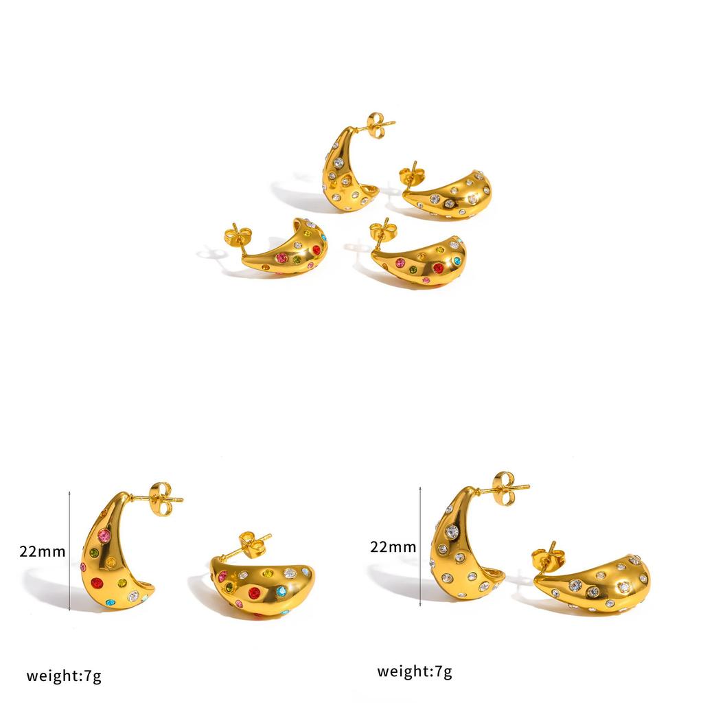 Geometric Stainless Steel Earrings With Stones For Women Fashion Jewelry