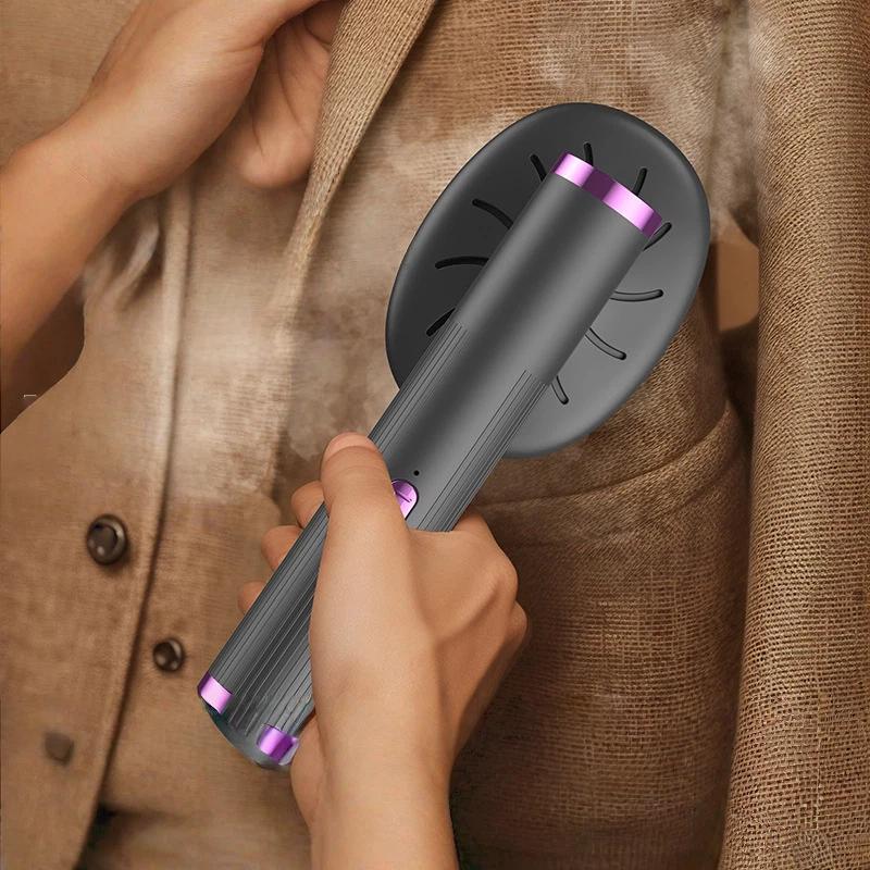 Portable Mini Steam Iron Fast Heating Dual Use Hanging or Flat Ironing for Home Travel Quick Touch-Up - Khaki Gray-Purple