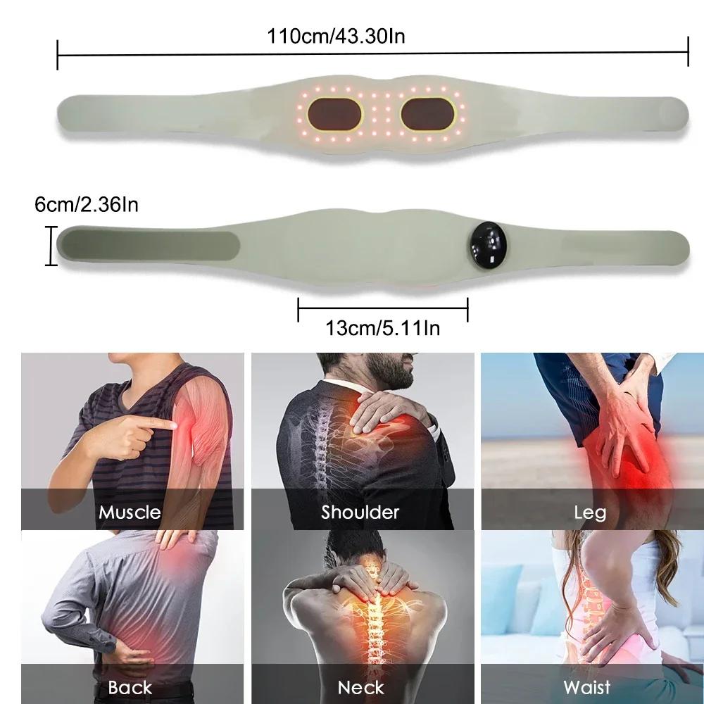 Far Infrared Massage Belt 32 LED Red Light Heating Therapy EMS Pulse Massager Palace Heating Belt For Waist Relief