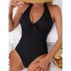 One Pieced Swimsuit for Women Breathable Swimwear Solid Color Contrasting Bathing Suit Beachwear Backless Design