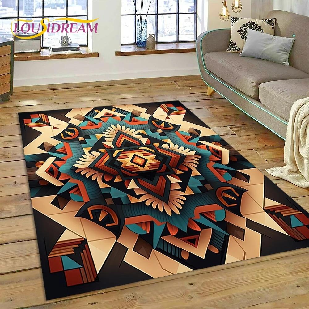 3D Turkey Persian Bohemian Mandala Flower Koberec do ložnice Obývací pokoj Domácí Dekorace na pohovku,Děti Large Decor Floor Mat