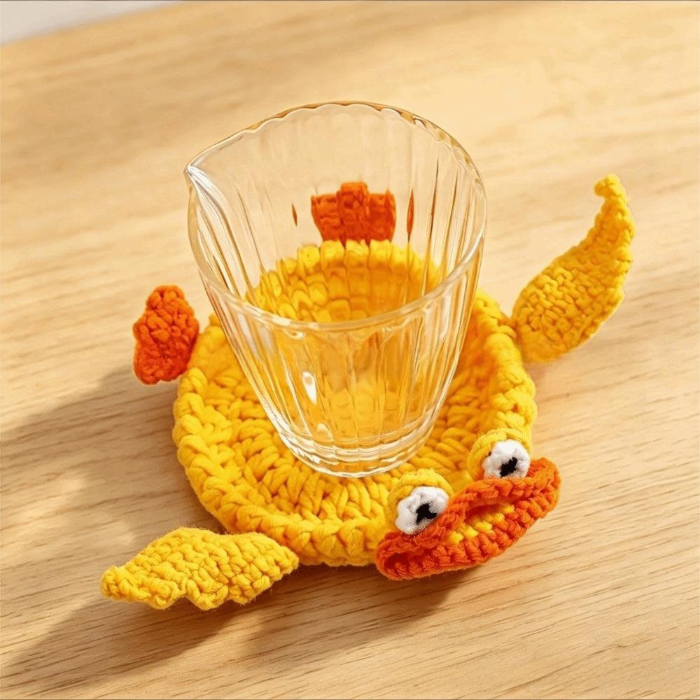 Handmade Crochet Craft Crochet Animal Coaster Cute Cartoon Cup Mat  Daily Drink Cup Mat