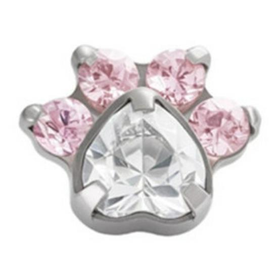 F136 Titanium Alloy Cat Paw Zirconia Earrings, Ear Bone, Lip & Tongue Studs - Body Piercing Jewelry 0.9mm (Head Only)