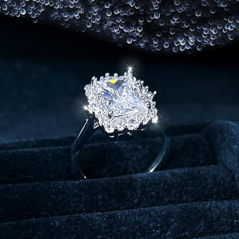 SHEIN White K Rectangle White Diamond Edge Round Lace Ring Accessories no. 6