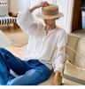 Autumn French Design Women's White Cotton Long Sleeve Shirt - Holiday Style Cardigan