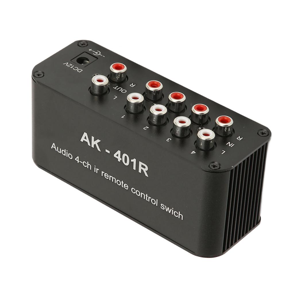 4 Way RCA Switcher Multifunctional 4 In 1 Out RCA Stereo Switch Selector with IR Remote Control for