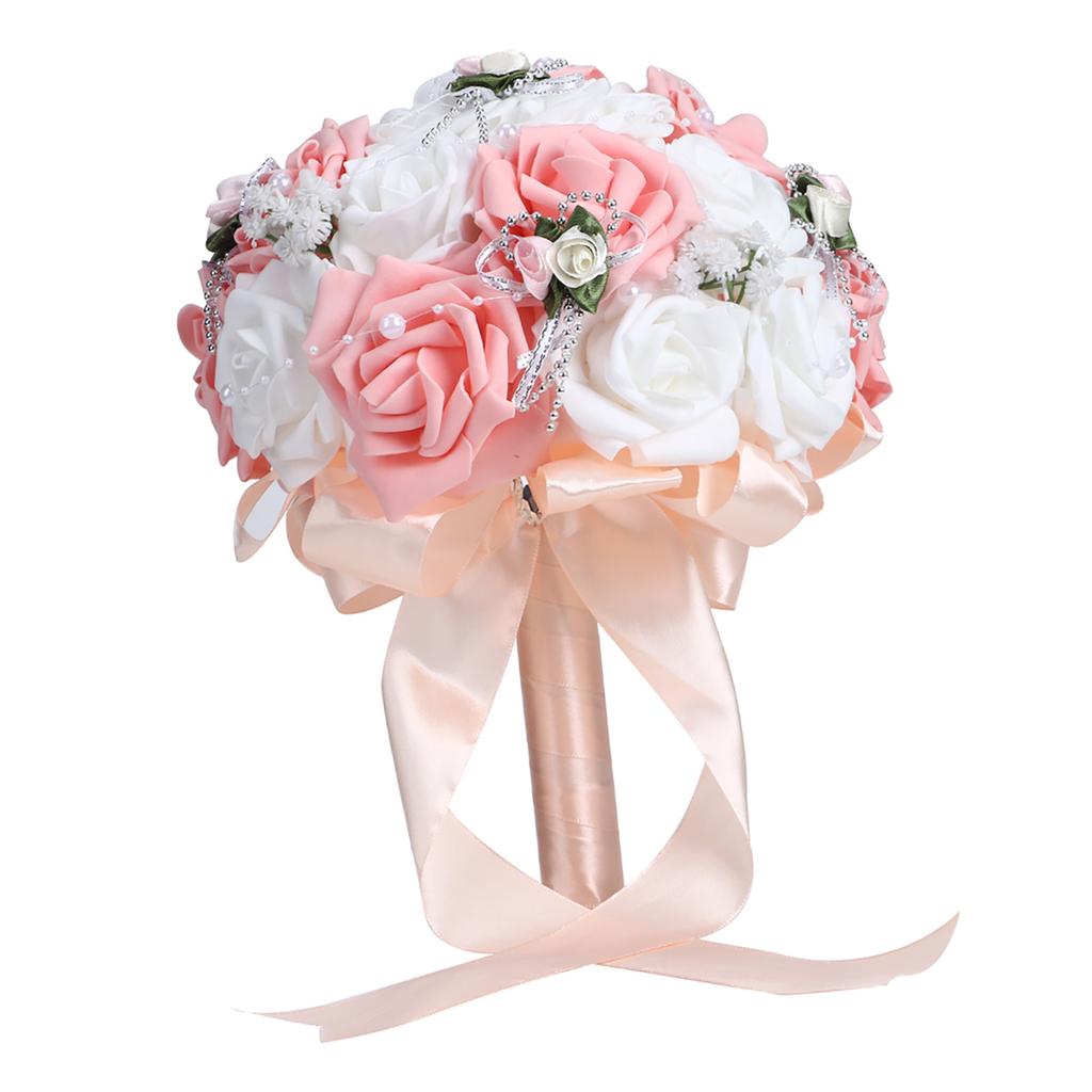 Artificial Wedding Bouquet Simulation Bridal Holding Flower Decoration Wedding SuppliesPink