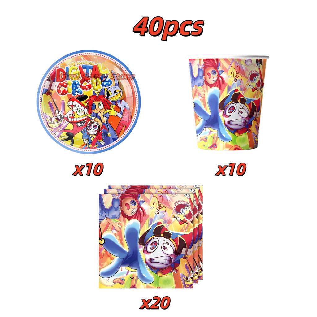 Amazing Tableware Birthday Party Decoration Digitaled Circus Balloon Banner Cake Topper Party Supplies Baby Shower Decor Gifts