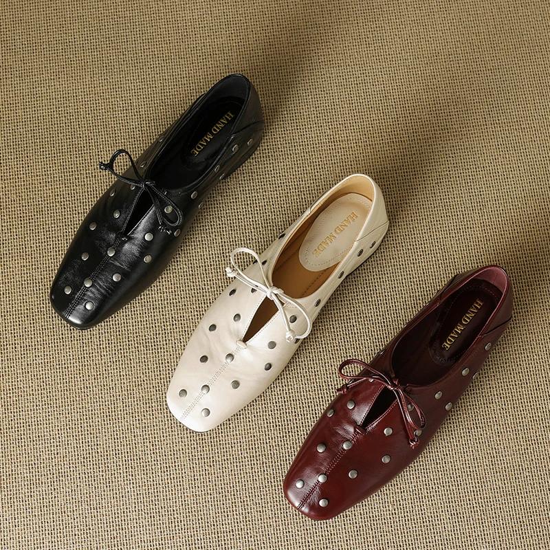 2025 new spring and autumn women's shoes Lace-up Mary Jane female loafers Large-size square-toe formal leather shoes women
