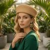 Brimless Beret Hat Raffia Flat Top Hat New Artist Hat  Women