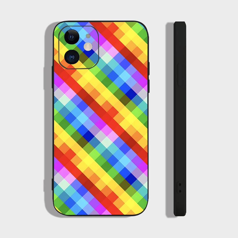 

Color Lattice Phone Case For IPhone 17 Air 16 15 14 13 Pro Max 11 12 Black Silicone Cover IPHONE 14