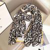 Autumn and Winter New Fashion Personalized Leopard Print Printing Trend High-end Cotton and Linen Texture Pleated Warm Decorative Scarf