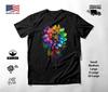 Colorful Flowers Neon Graphic T-Shirt Black Unisex S-2XL