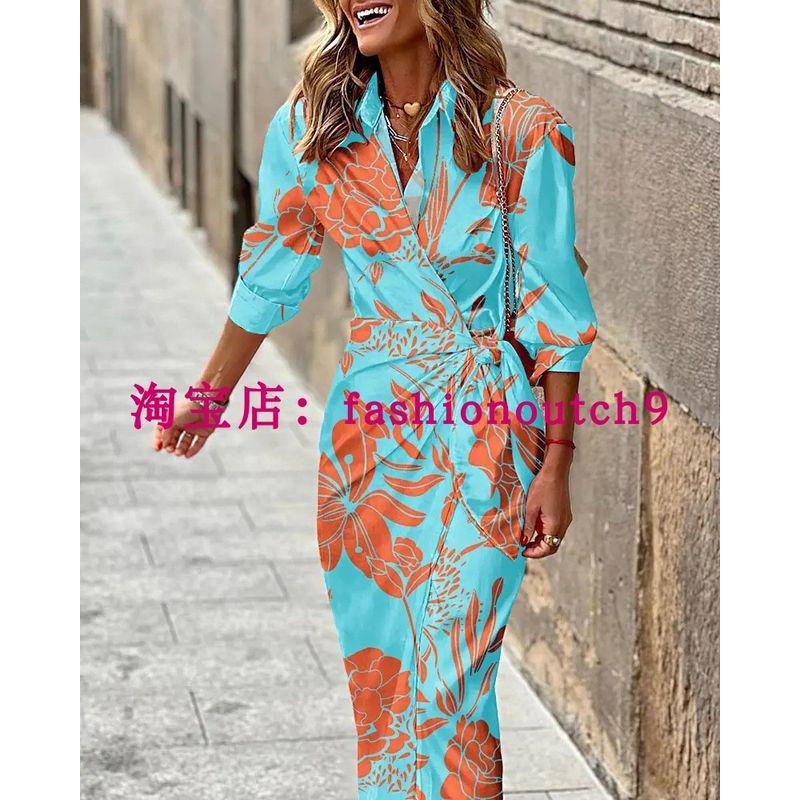 

2023 Printed Shirt Collar Tie Striped Dress Stripes Dress 7th picture color 3XL